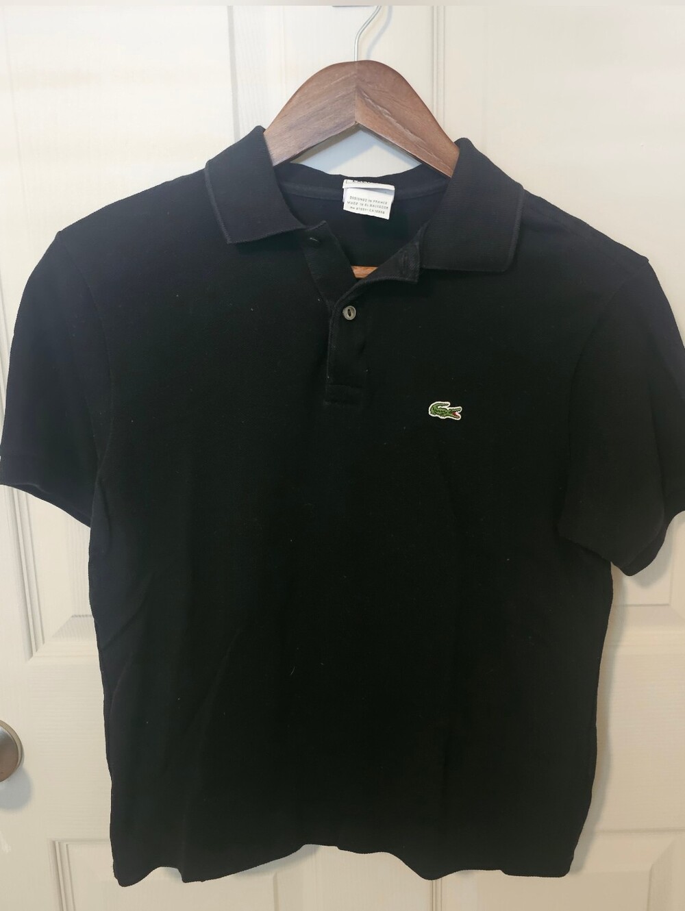 Lacoste Boy's Black Short Sleeve Cotton Polo Shirt | Size Kid's 16